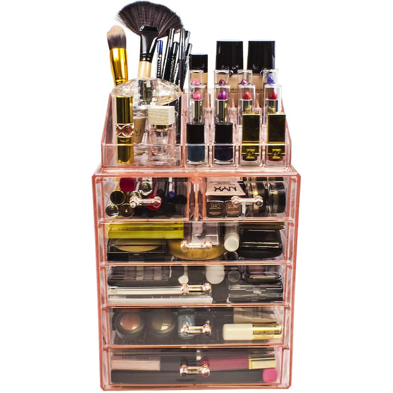 Sorbus Pink Acrylic Cosmetic Makeup and Jewelry Storage Case