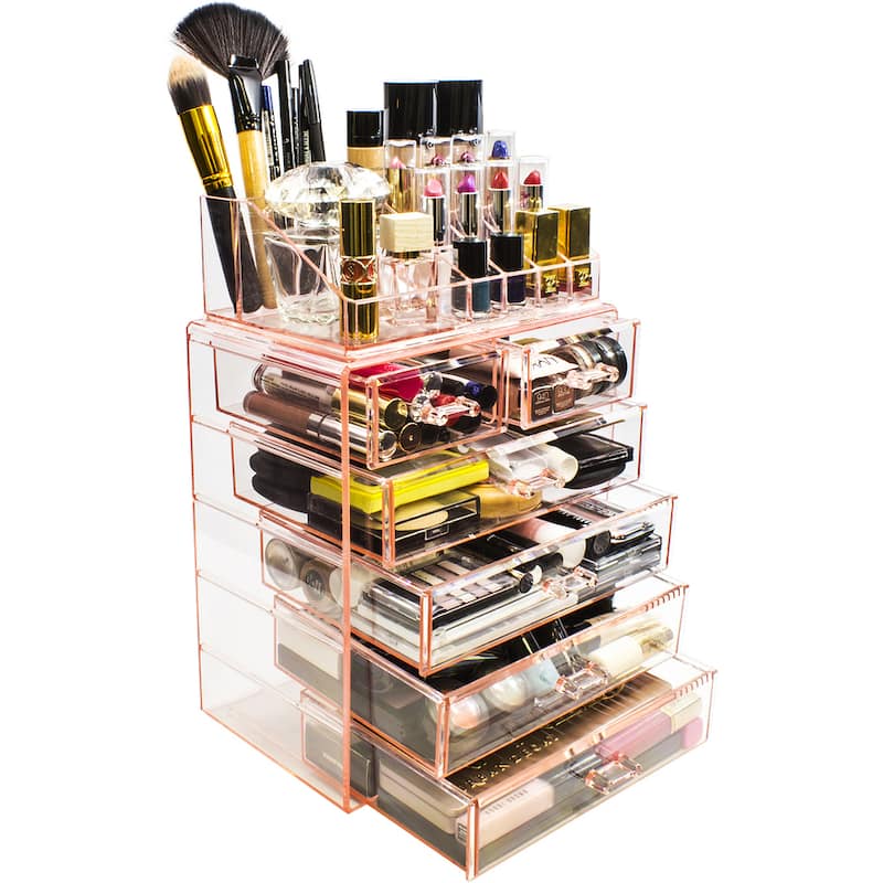 Sorbus Pink Acrylic Cosmetic Makeup and Jewelry Storage Case