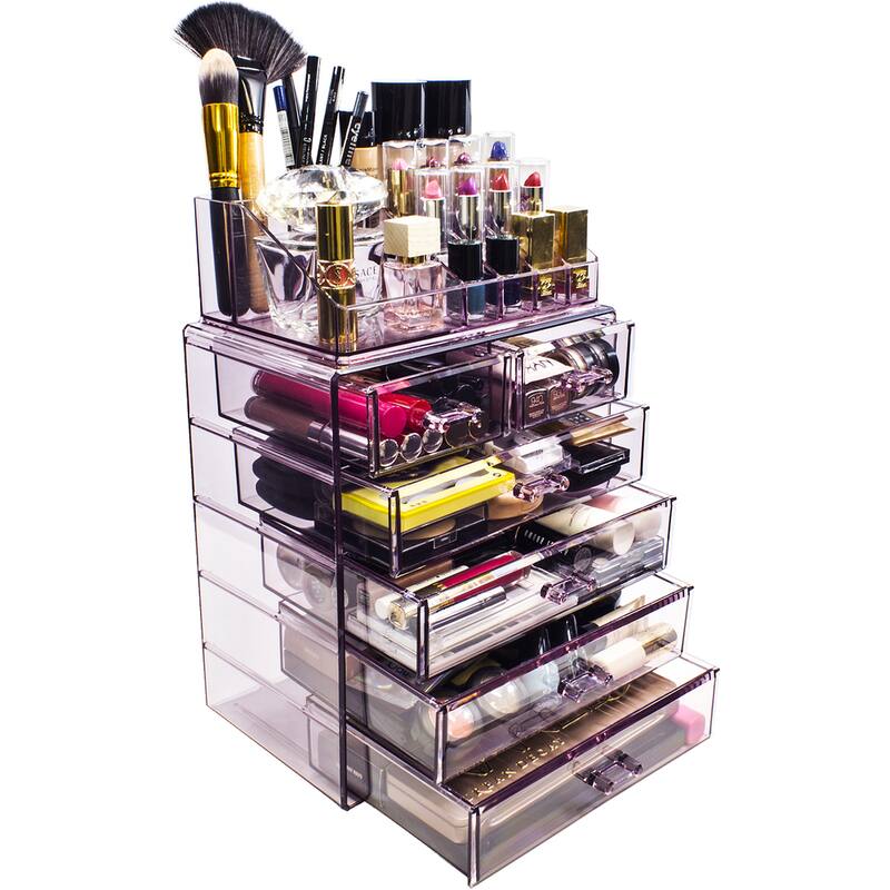 Sorbus Purple Acrylic Cosmetic Makeup and Jewelry Storage Case