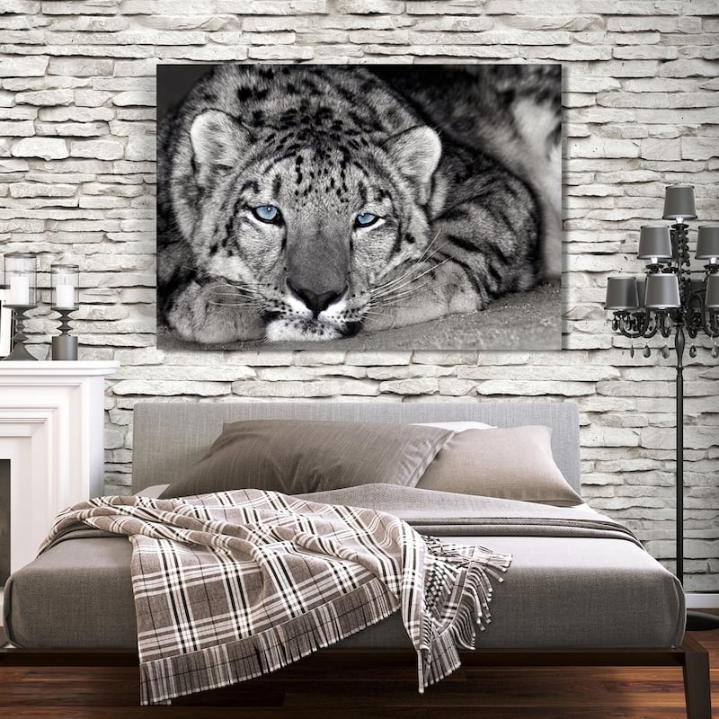 "Snow Leopard Sanctuary" Giclee Stretched Canvas Wall Art