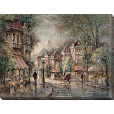 "French Street Scene II" Giclee Stretched Canvas Wall Art