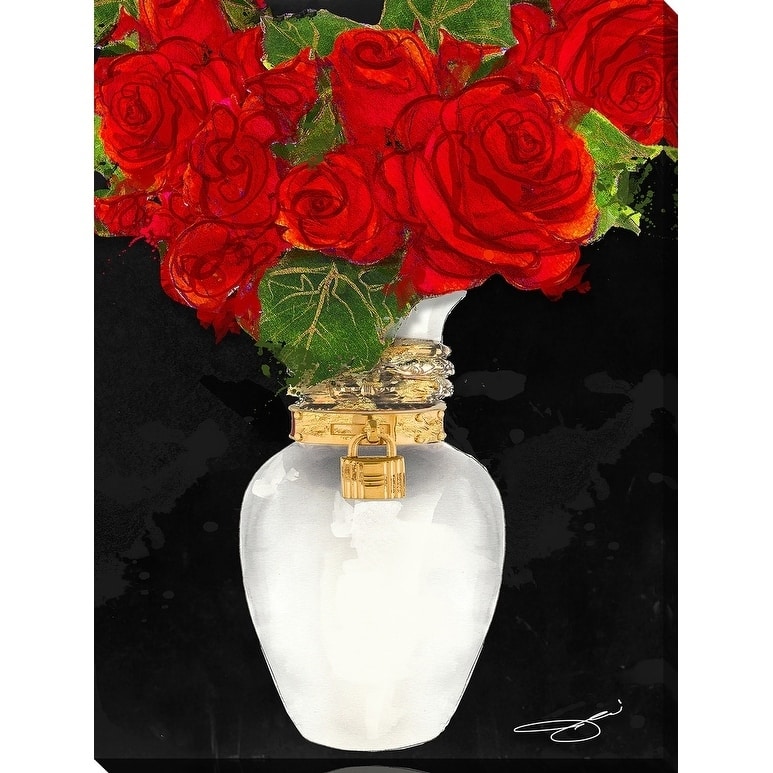 BY Jodi "Flowers in red" Giclee Stretched Canvas Wall Art