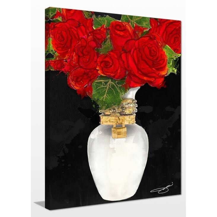 BY Jodi "Flowers in red" Giclee Stretched Canvas Wall Art