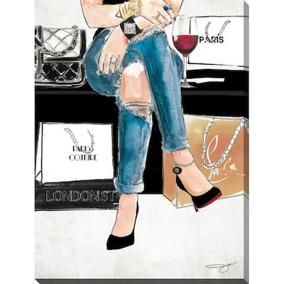 BY Jodi "Wine and shopping 2" Giclee Stretched Canvas Wall Art