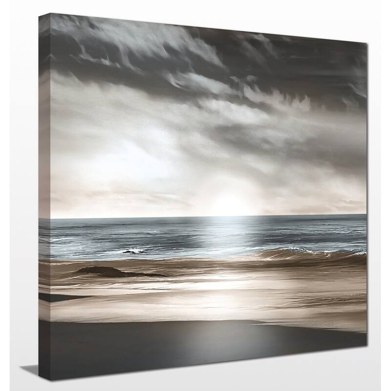 "Blue Sea Sunset I" Giclee Stretched Canvas Wall Art