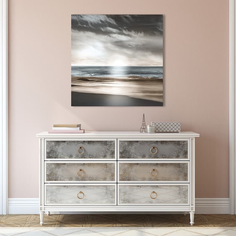 "Blue Sea Sunset I" Giclee Stretched Canvas Wall Art