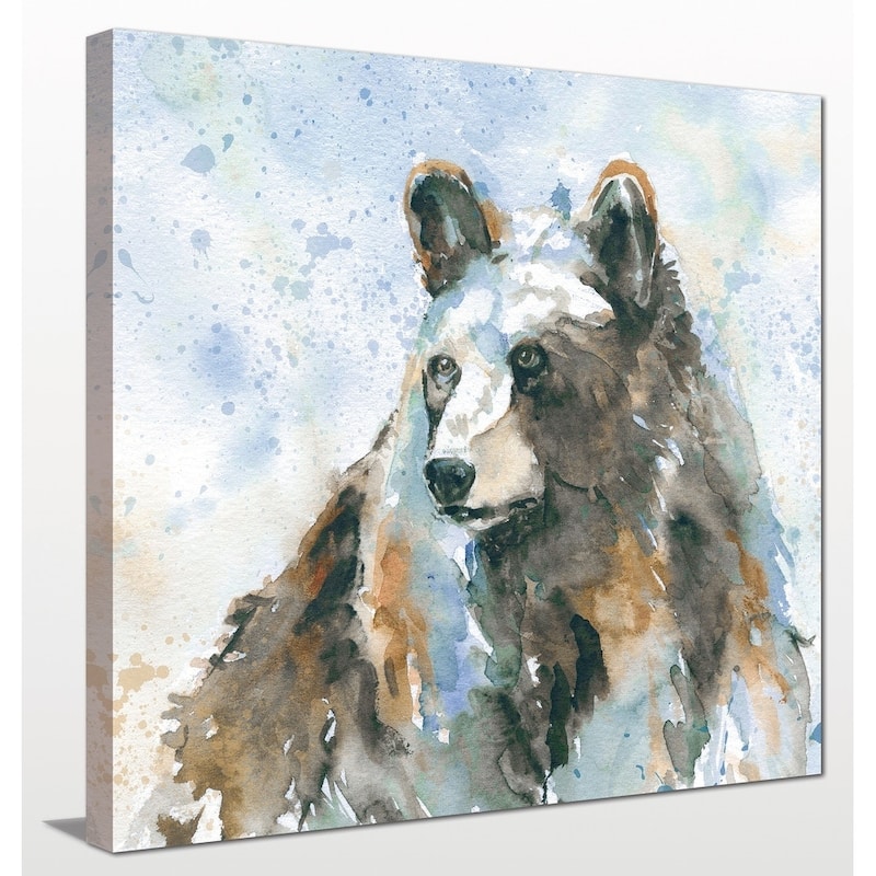 "Black Bear On Blue" Giclee Stretched Canvas Wall Art