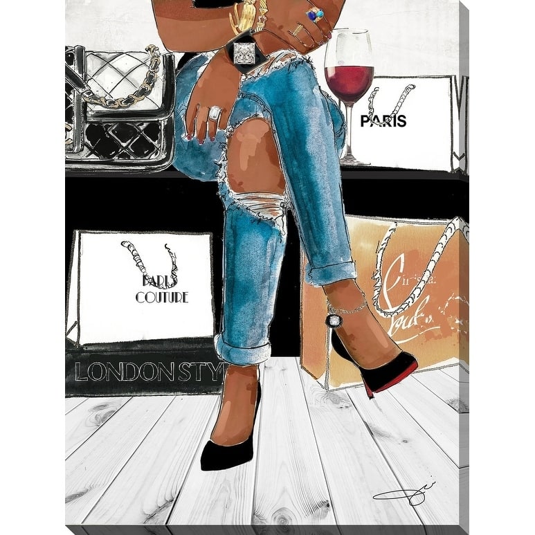 BY Jodi "Wine and shopping 1" Giclee Stretched Canvas Wall Art