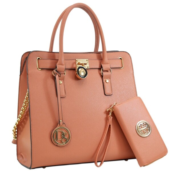 Shop Dasein Large Satchel Handbag with Matching Wallet - On Sale - Free Shipping Today ...