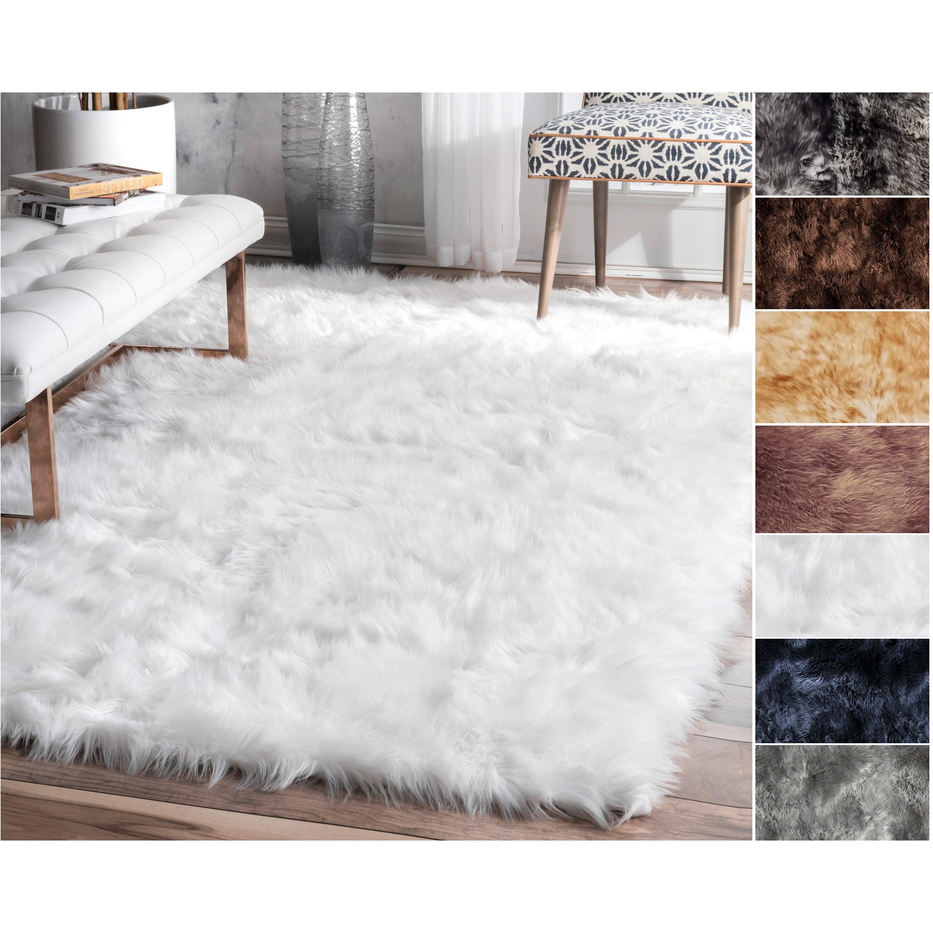 white faux fur rug walmart