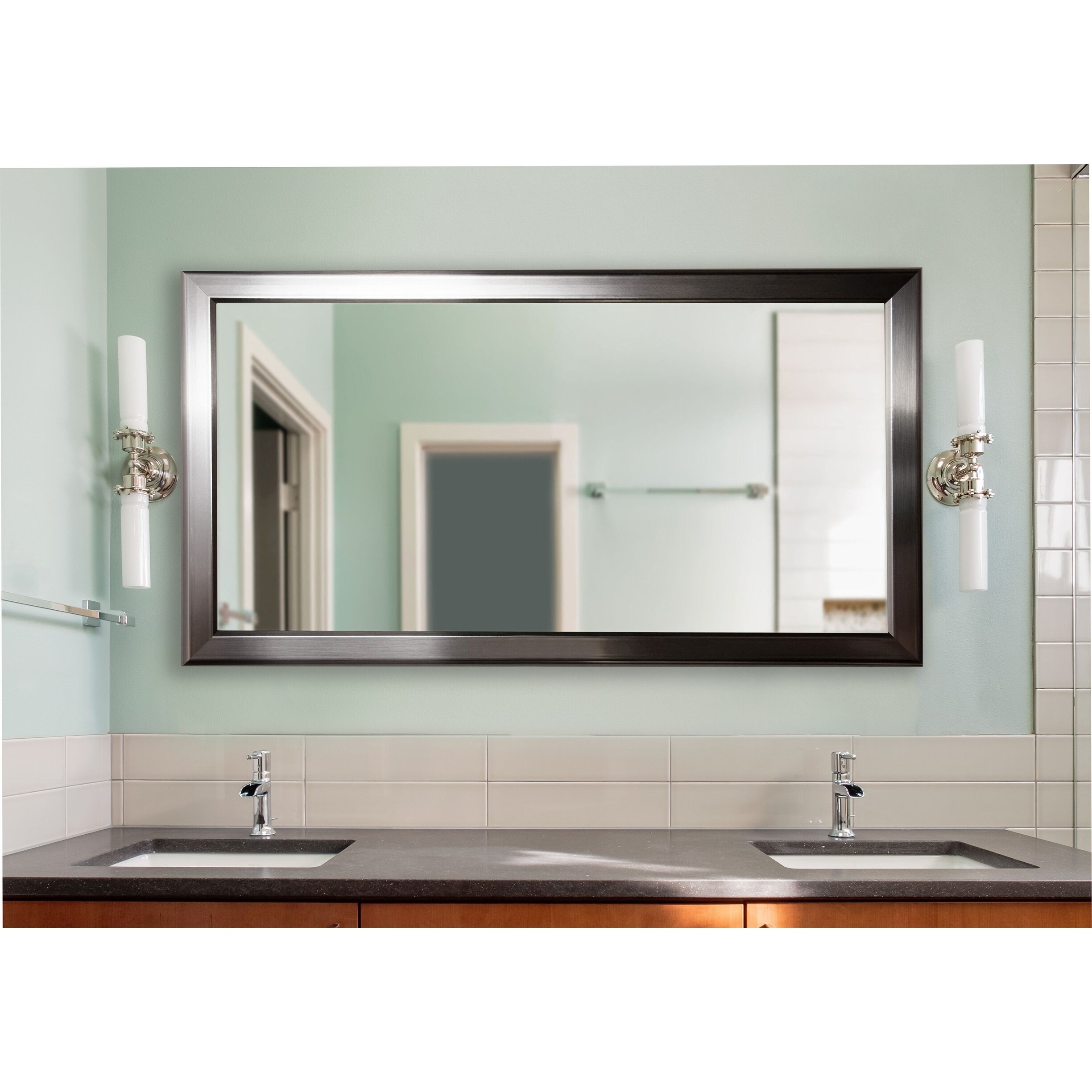 Shop U S Made Silver Rounded Large Vanity Mirror Overstock 16587328