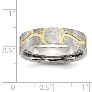 Titanium Yellow IP-plated Grooved 6mm Polished Band Size 10.5 Length Width 6