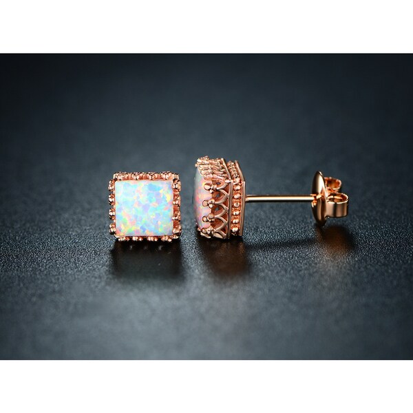 square opal earrings
