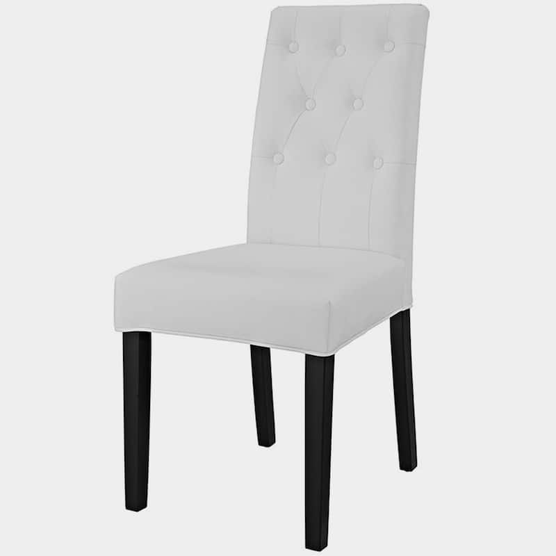 Denver Button-Tufted White Parson Dining Chair