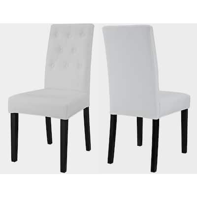 Denver Button-Tufted White Parson Dining Chair