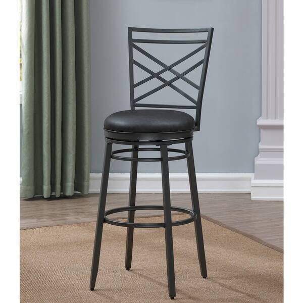 Elden Grey Metal and Leather Counterheight Stool Overstock 16589798
