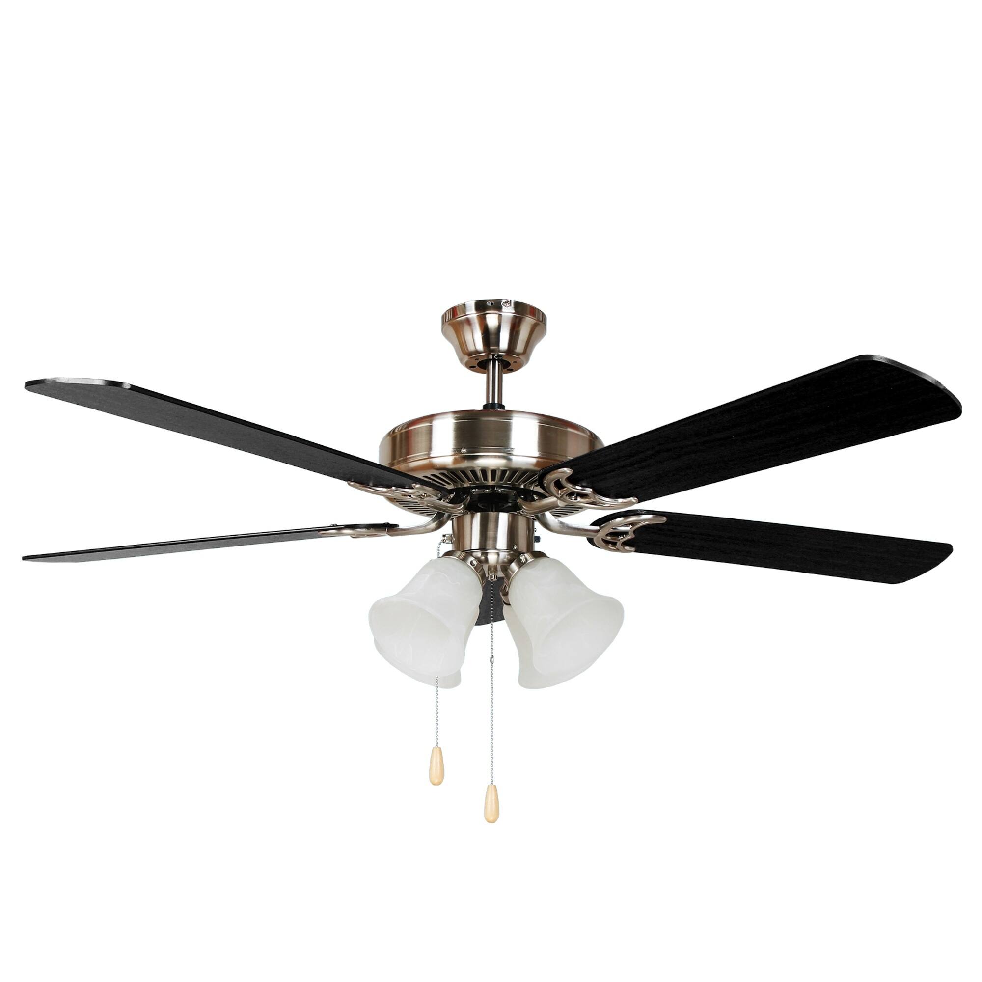 AA Warehousing Harli Brushed Nickel Metal 5blades Ceiling Fan On