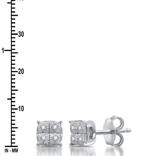 Sterling Silver Round Filigree Diamond Accent Stud Earrings IJ-I3