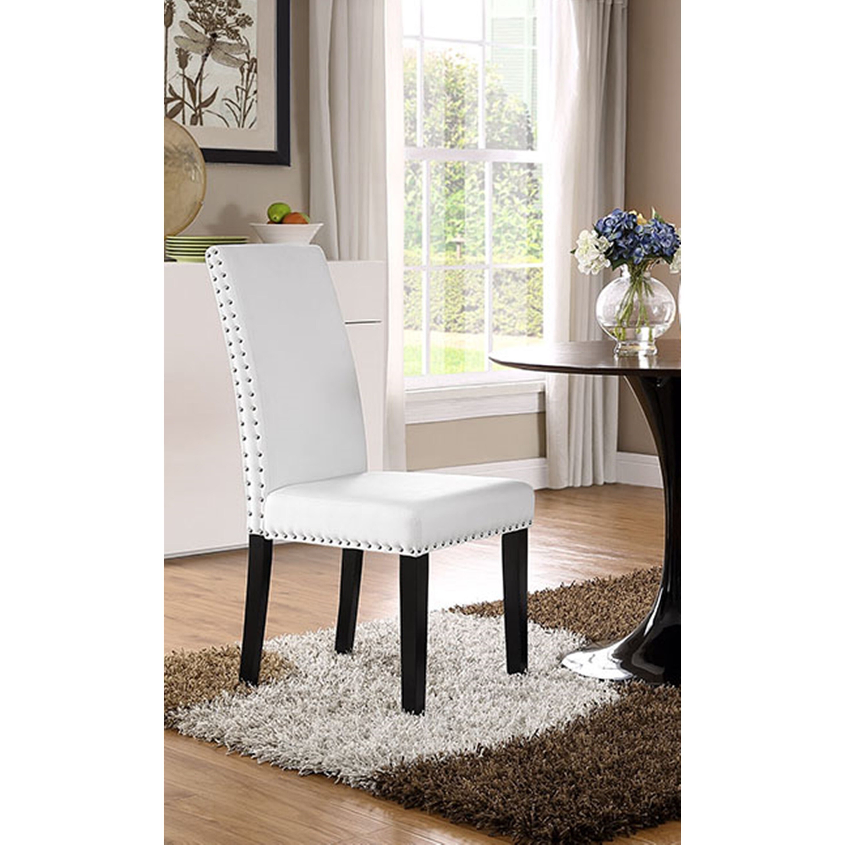 Milton Nailhead Trim White Parson Dining Chair