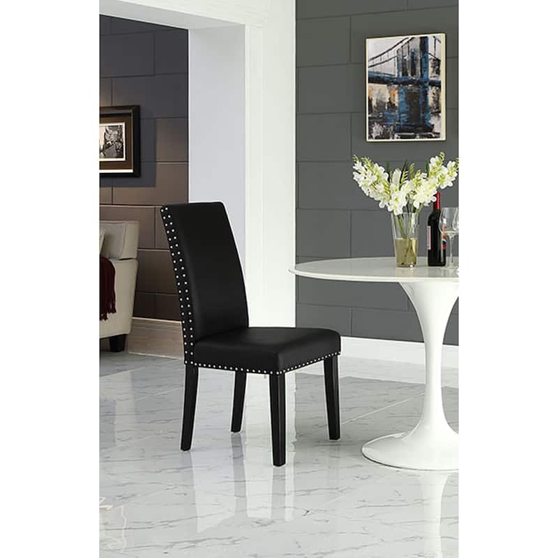 Milton Nailhead Trim Black Parson Dining Chair - Single