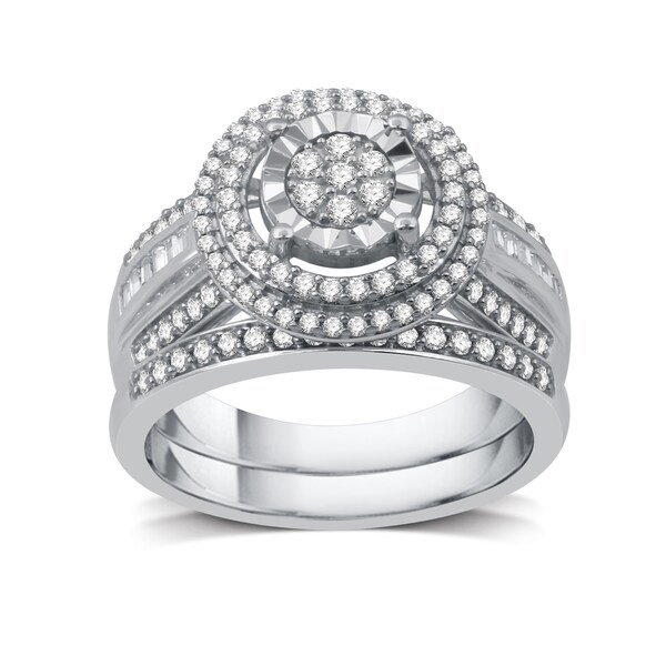 3/4 CTTW Diamond Composite Bridal Set In Sterling Silver (I-J, I2-I3) - White I-J