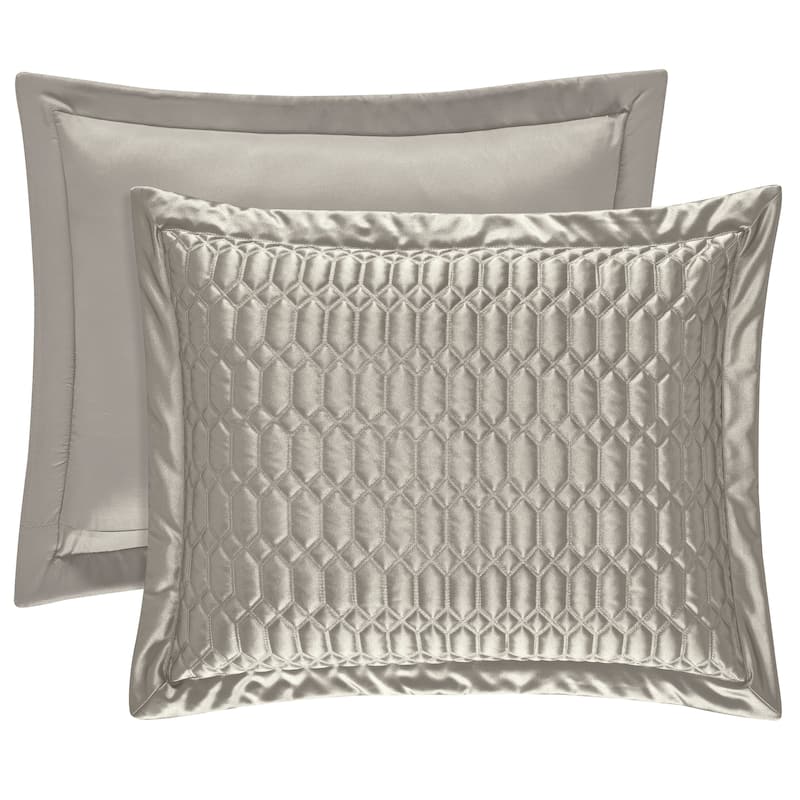 J. Queen New York Satinique Quilted Sham - Silver - King