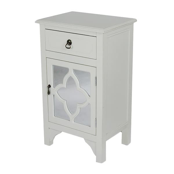 Single Drawer Distressed Decorative Accent Storage Cabinet With Clover Gl Mirror Window Inserts Single Drawer Distressed Decorative Accent Storage Cabinet With Clover Gl Mirror Window Inserts