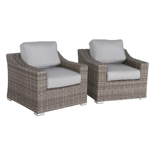 Marina Wicker Club Chairs With Grey Cushions (Set of 2)