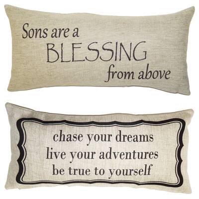 'Sons' Quote Tan Message Pillow