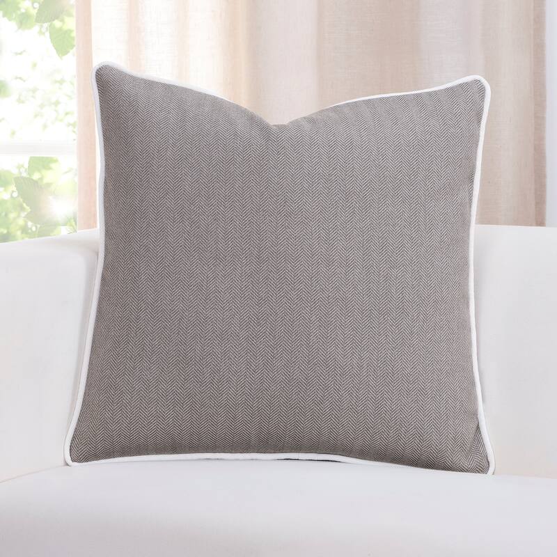 Revolution Plus Everlast Stain-resistant Throw Pillow with Piping - Beige - 16 x 16 - Chevron