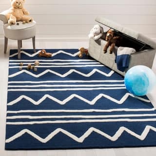 Kids Tween Rugs Area For Less Safavieh Kids Transitional Geometric Hand Tufted Wool Navy Ivory Area Rug 5