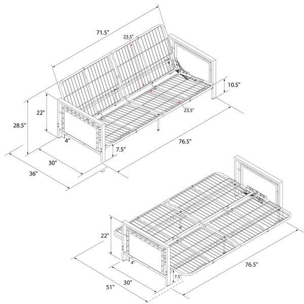 Porch & Den Tracy Metal Arm Futon Frame Bed Bath & Beyond 22580953