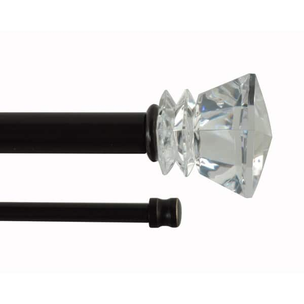 Black Curtain Rod With Crystal Finial