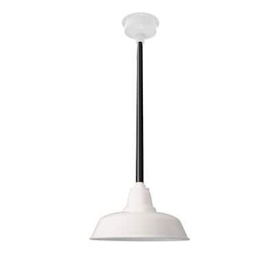 12" Goodyear LED Pendant Light in White with Black Downrod