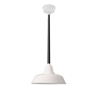 10" Goodyear LED Pendant Light in White with Black Downrod