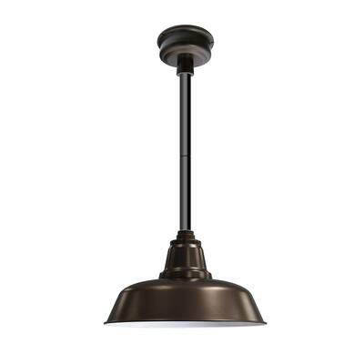 12" Goodyear LED Pendant Light in Mahogany Bronze with Black Downrod