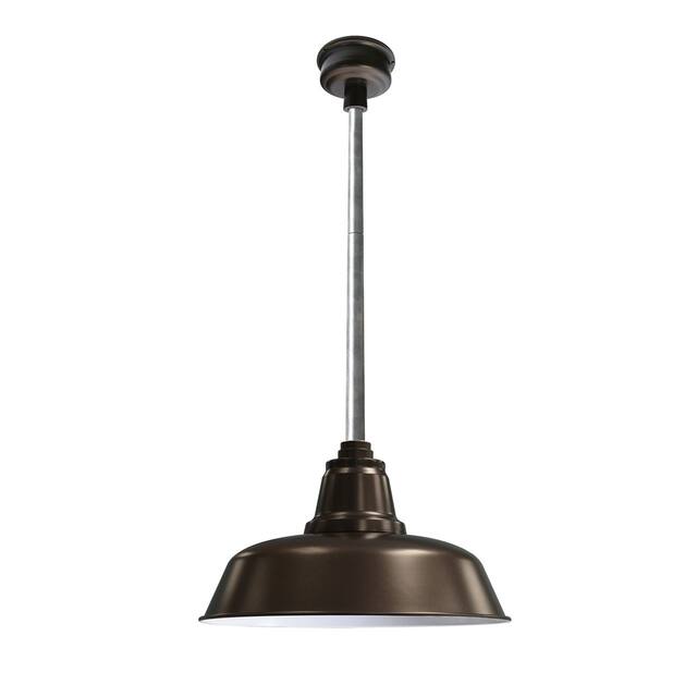 12" Goodyear LED Pendant Light in Mahogany Bronze with Galvanized Silver Downrod