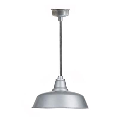 12" Goodyear LED Pendant Light in Galvanized Silver with Galvanized Silver Downrod