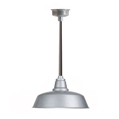 12" Goodyear LED Pendant Light in Galvanized Silver with Mahogany Bronze Downrod