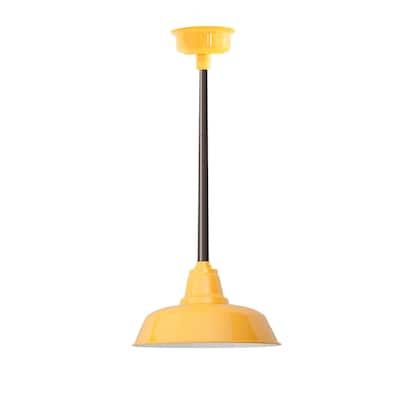 10" Goodyear LED Pendant Light in Yellow with Mahogany Bronze Downrod