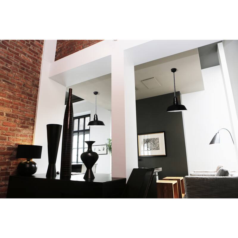 12" Goodyear LED Pendant Light in Black with Black Downrod