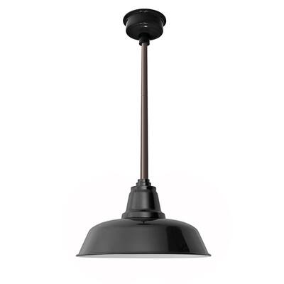 12" Goodyear LED Pendant Light in Black with Mahogany Bronze Downrod