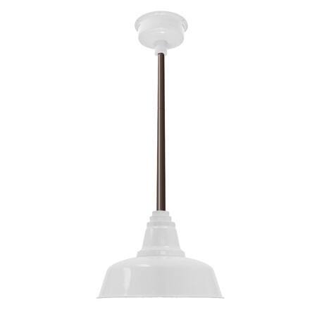 10" Goodyear LED Pendant Light in White with Mahogany Bronze Downrod