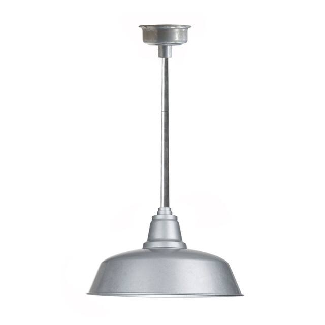 10" Goodyear LED Pendant Light in Galvanized Silver with Galvanized Silver Downrod