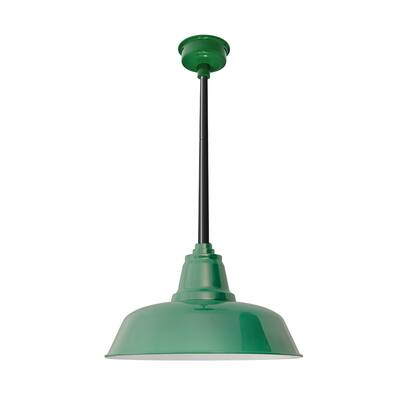 10" Goodyear LED Pendant Light in Vintage Green with Black Downrod