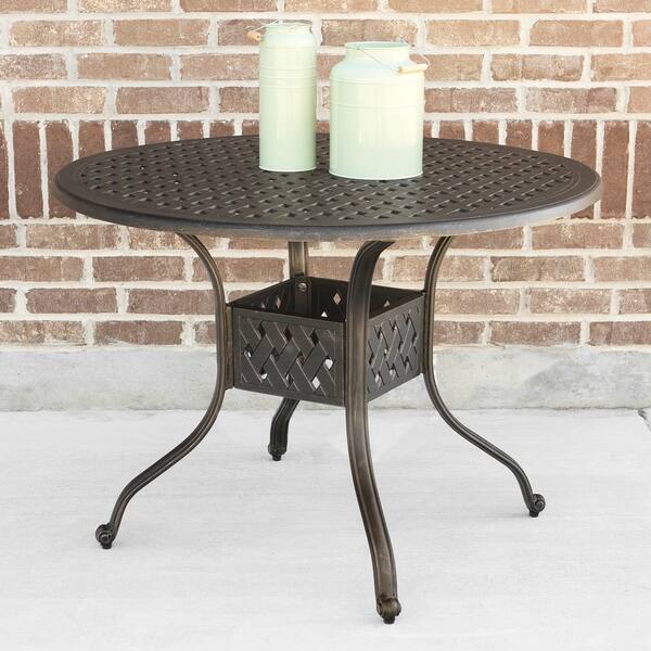 DISCO 42" Round Cast Aluminum Outdoor Dining Table - Antique Bronze - 42 x 42 x 30h