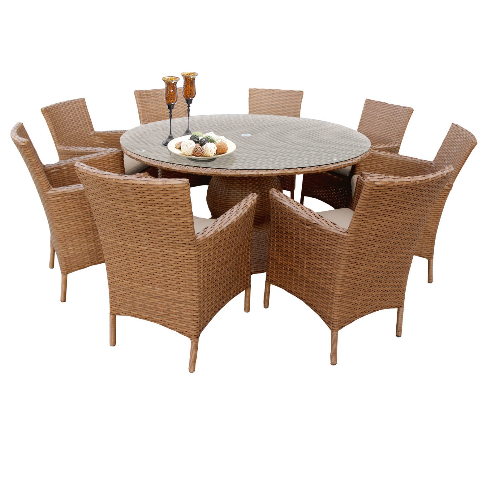 Outdoor Home Bayou Wicker 60 inch Outdoor Patio Wicker Dining Table with 8 Chairs Bed Bath Beyond 16604210