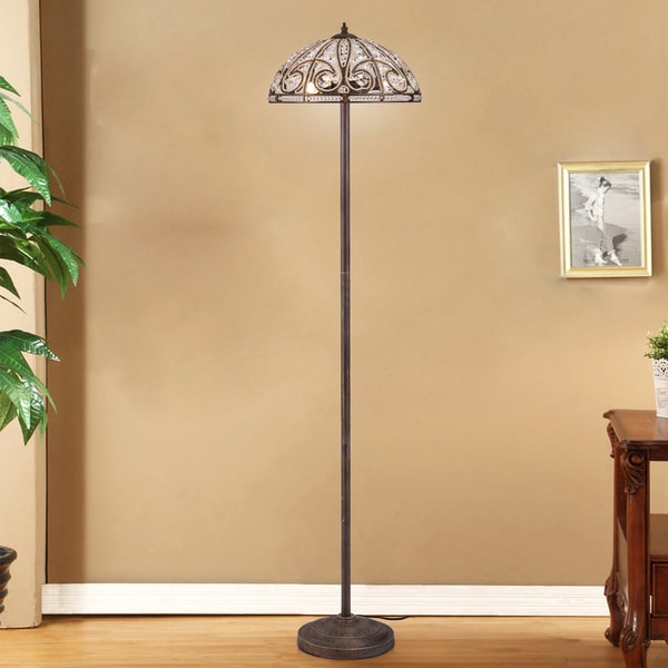 Pronima Aged Bronze Crystal Scroll 64-Inch Floor Lamp