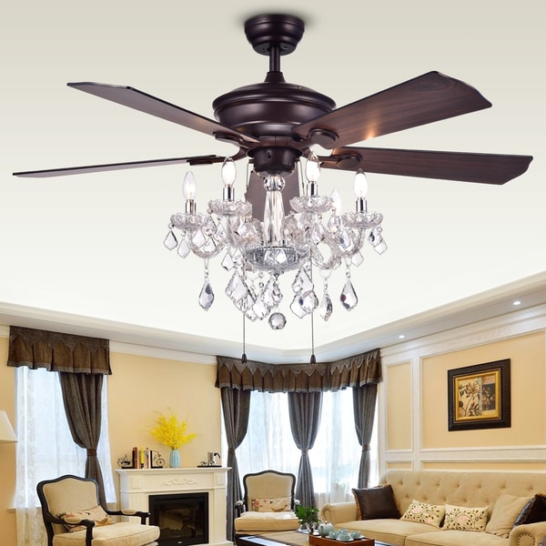 Warehouse Of Tiffany Havorand 52 Inch 5 Blade Ceiling Fan With Warehouse Of Tiffany Havorand 52 Inch 5 Blade Ceiling Fan With Crystal Chandelier
