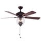 preview thumbnail 5 of 5, Warehouse of Tiffany Tibwald Wood Glass 52-inch 5-blade Lighted Ceiling Fan (Optional Remote) - Brown Pull Chain